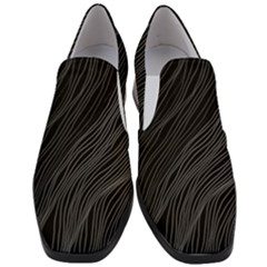 Abstract Art Black White Drawing Lines Unique Women Slip On Heel Loafers by Cemarart