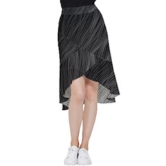 Abstract Art Black White Drawing Lines Unique Frill Hi Low Chiffon Skirt by Cemarart