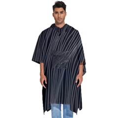 Abstract Art Black White Drawing Lines Unique Men s Hooded Rain Ponchos by Cemarart