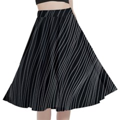 Abstract Art Black White Drawing Lines Unique A-line Full Circle Midi Skirt With Pocket by Cemarart