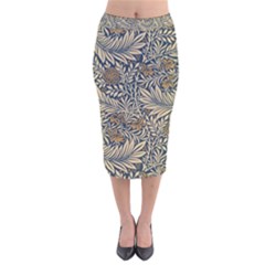 Brown Vintage Floral Pattern Damask Floral Vintage Retro Velvet Midi Pencil Skirt by Cemarart