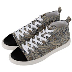 Brown Vintage Floral Pattern Damask Floral Vintage Retro Men s Mid-top Canvas Sneakers by Cemarart