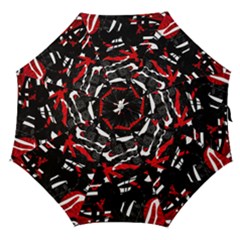 Shape Line Red Black Abstraction Straight Umbrellas by Cemarart