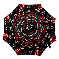 Shape Line Red Black Abstraction Hook Handle Umbrellas (large) by Cemarart