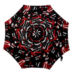 Shape Line Red Black Abstraction Hook Handle Umbrellas (small) by Cemarart