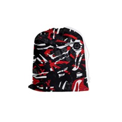 Shape Line Red Black Abstraction Drawstring Pouch (medium) by Cemarart