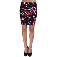 Shape Line Red Black Abstraction Bodycon Skirt by Cemarart