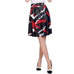 Shape Line Red Black Abstraction A-line Skirt by Cemarart