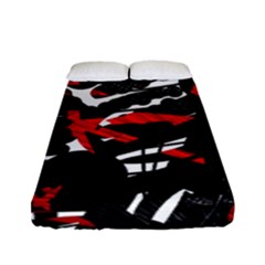 Shape Line Red Black Abstraction Fitted Sheet (full/ Double Size) by Cemarart