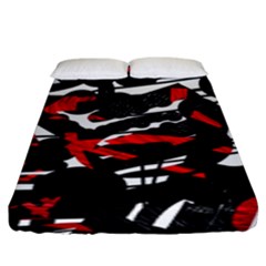 Shape Line Red Black Abstraction Fitted Sheet (king Size) by Cemarart