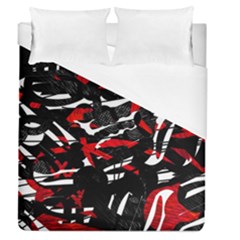 Shape Line Red Black Abstraction Duvet Cover (queen Size) by Cemarart