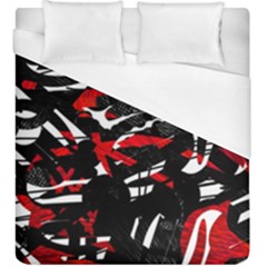 Shape Line Red Black Abstraction Duvet Cover (king Size) by Cemarart