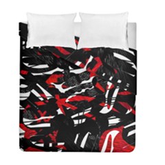 Shape Line Red Black Abstraction Duvet Cover Double Side (full/ Double Size) by Cemarart