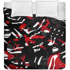 Shape Line Red Black Abstraction Duvet Cover Double Side (king Size) by Cemarart