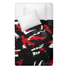 Shape Line Red Black Abstraction Duvet Cover Double Side (single Size) by Cemarart