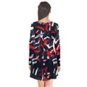 Shape Line Red Black Abstraction Long Sleeve V-neck Flare Dress View2