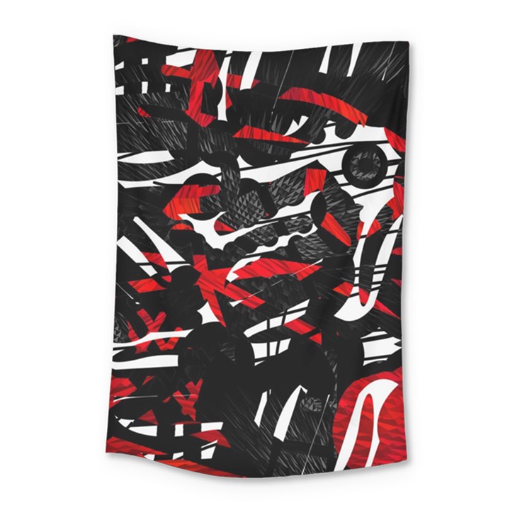 Shape Line Red Black Abstraction Small Tapestry