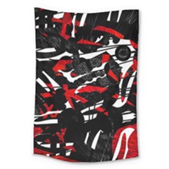 Shape Line Red Black Abstraction Large Tapestry by Cemarart