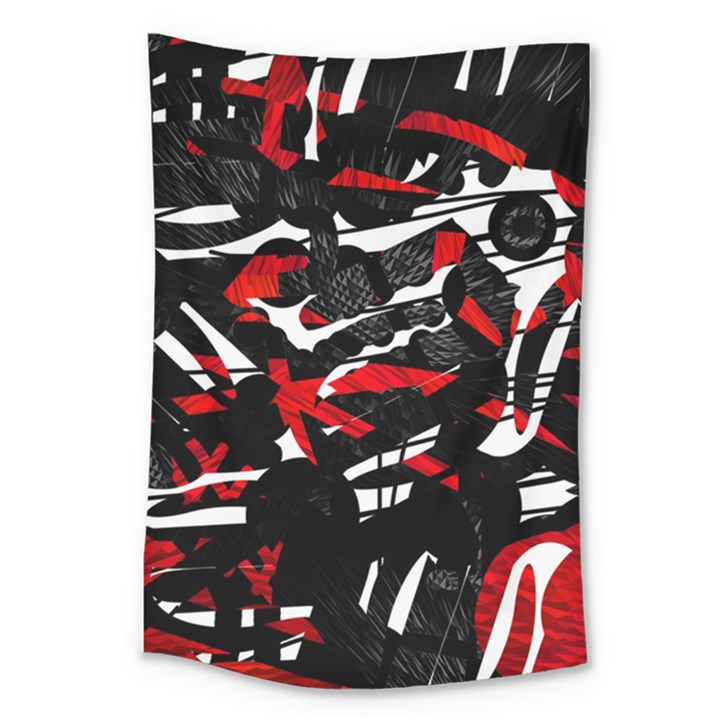 Shape Line Red Black Abstraction Large Tapestry