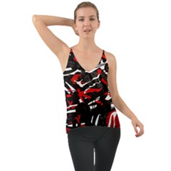 Shape Line Red Black Abstraction Chiffon Cami by Cemarart