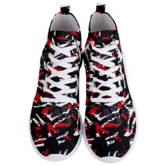 Shape Line Red Black Abstraction Men s Lightweight High Top Sneakers by Cemarart