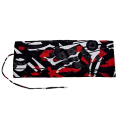 Shape Line Red Black Abstraction Roll Up Canvas Pencil Holder (s) by Cemarart