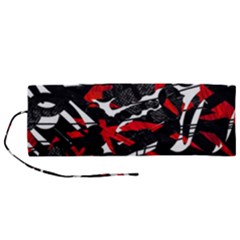 Shape Line Red Black Abstraction Roll Up Canvas Pencil Holder (m) by Cemarart