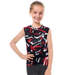 Shape Line Red Black Abstraction Kids  Mesh Tank Top by Cemarart