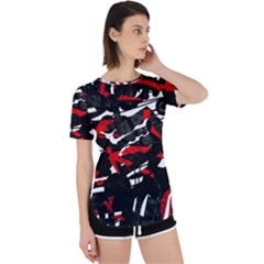 Shape Line Red Black Abstraction Perpetual Short Sleeve T-shirt by Cemarart