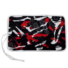 Shape Line Red Black Abstraction Pen Storage Case (m) by Cemarart