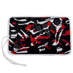 Shape Line Red Black Abstraction Pen Storage Case (l) by Cemarart