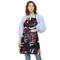 Shape Line Red Black Abstraction Pocket Apron by Cemarart