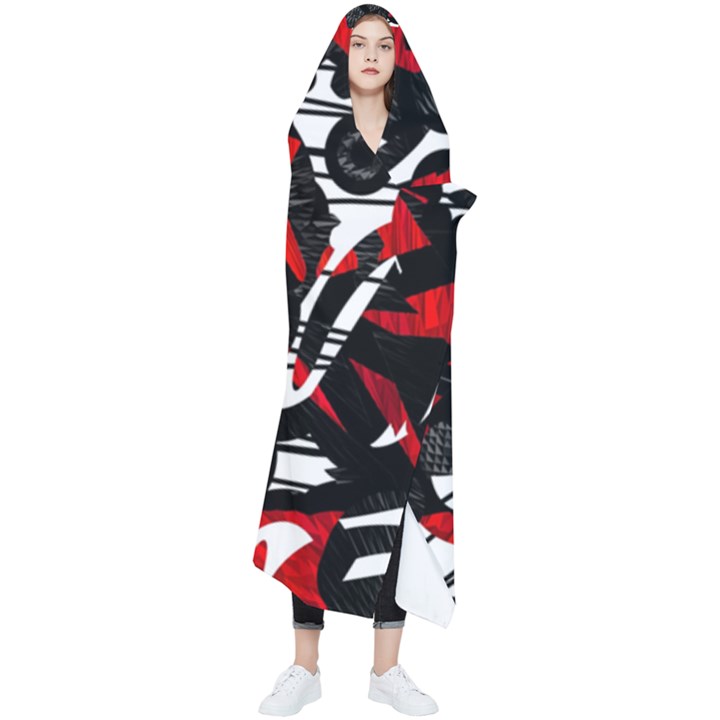 Shape Line Red Black Abstraction Wearable Blanket