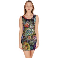 Floral Fractal 3d Art Pattern Bodycon Dress