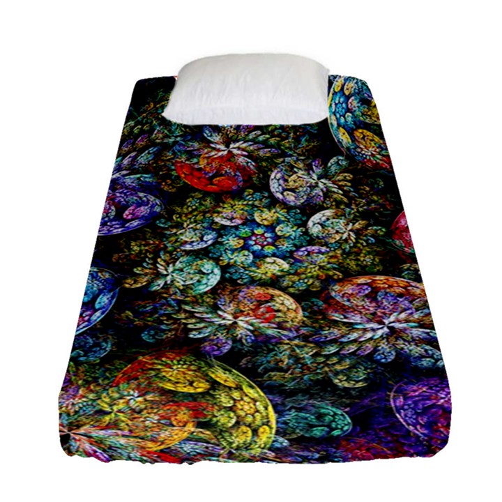 Floral Fractal 3d Art Pattern Fitted Sheet (Single Size)