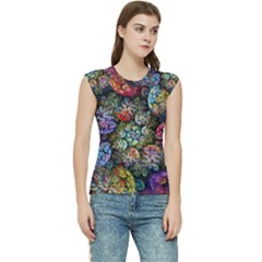 Floral Fractal 3d Art Pattern Women s Raglan Cap Sleeve T-shirt by Cemarart