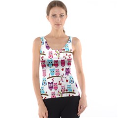 Owl Pattern Women s Basic Tank Top