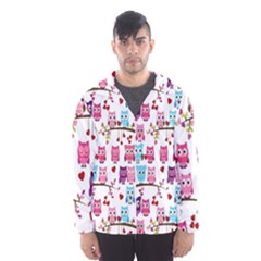 Owl Pattern Men s Hooded Windbreaker