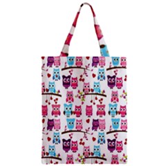 Owl Pattern Zipper Classic Tote Bag