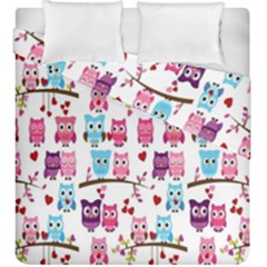 Owl Pattern Duvet Cover Double Side (king Size) by Cemarart