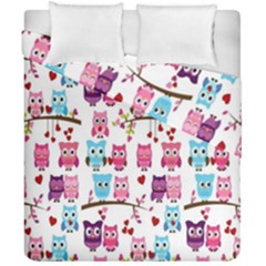 Owl Pattern Duvet Cover Double Side (california King Size) by Cemarart