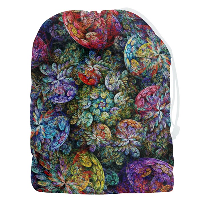 Floral Fractal 3d Art Pattern Drawstring Pouch (3XL)