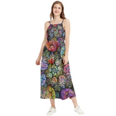 Floral Fractal 3d Art Pattern Boho Sleeveless Summer Dress by Cemarart