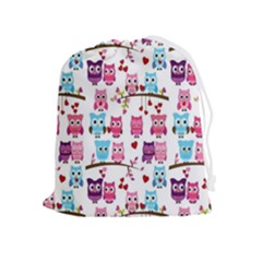 Owl Pattern Drawstring Pouch (xl)