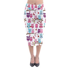 Owl Pattern Midi Pencil Skirt