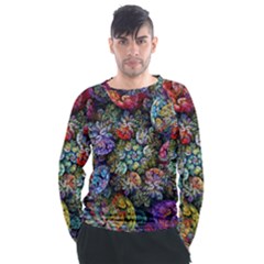 Floral Fractal 3d Art Pattern Men s Long Sleeve Raglan T-shirt