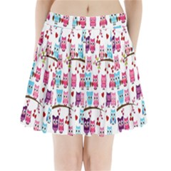 Owl Pattern Pleated Mini Skirt by Cemarart