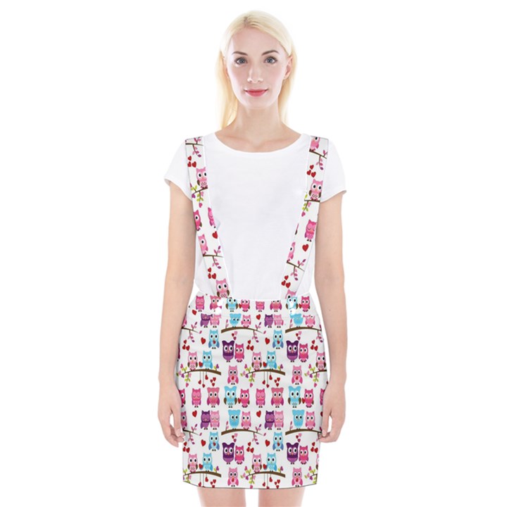 Owl Pattern Braces Suspender Skirt