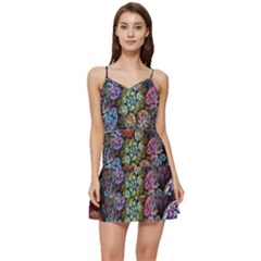 Floral Fractal 3d Art Pattern Short Frill Dress