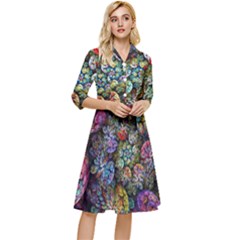 Floral Fractal 3d Art Pattern Classy Knee Length Dress by Cemarart